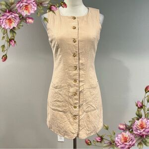 Cummense‎ Sleeveless Beige Button-Down Dress size small